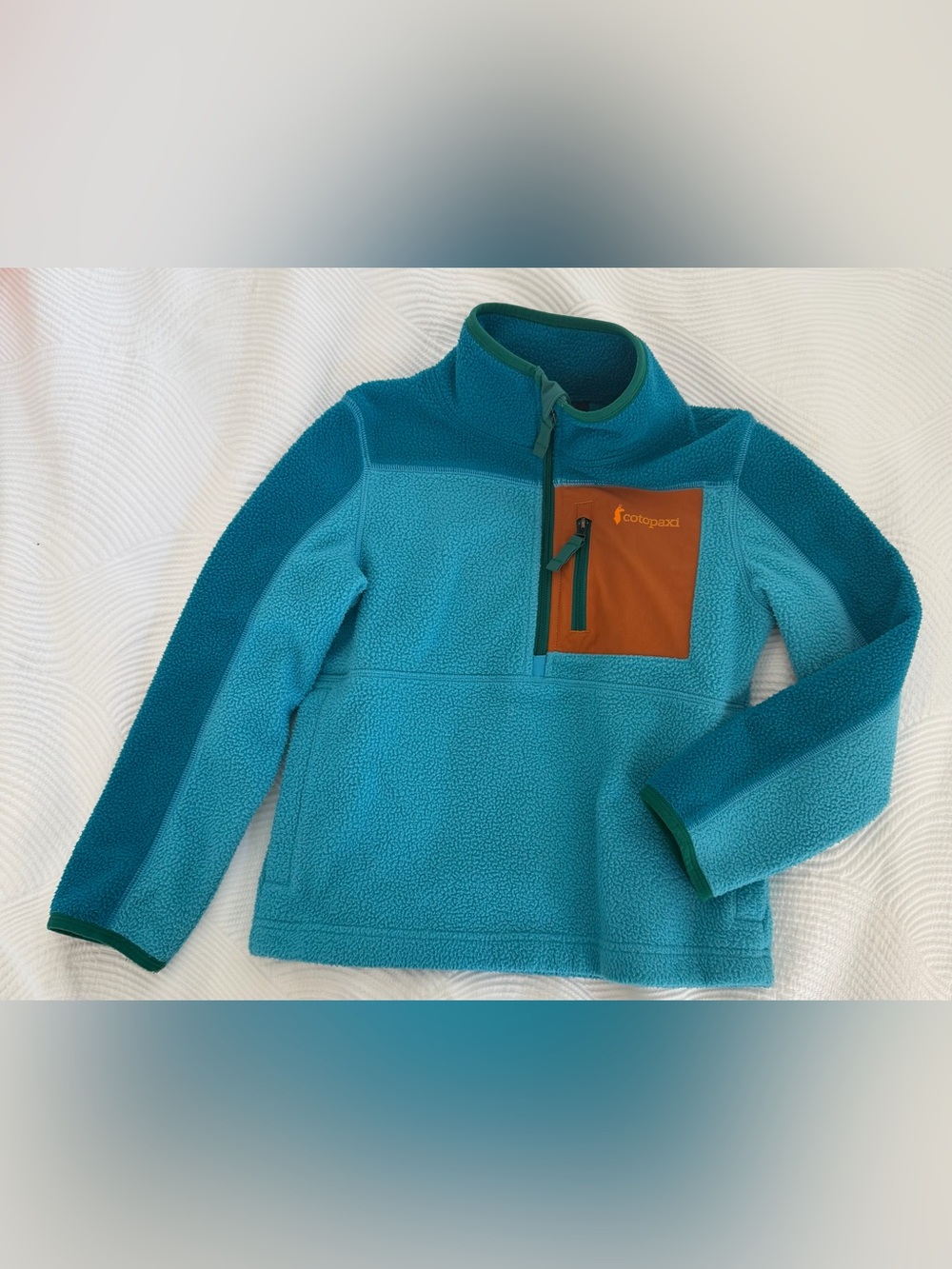 cotopaxi Teal & Rust Kids' Abrazo Half-Zip Fleece Jacket - size XS